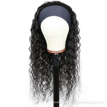 Factory Supplier Cheap Wholesale New Fashion Water Wave Headband Wigs None Lace Wigs 100%Human Hair For Women Peruvian Glueless